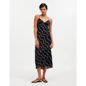 Madewell The Layton Midi Slip Squiggle Print Stretchy Dress US Women's 10 New